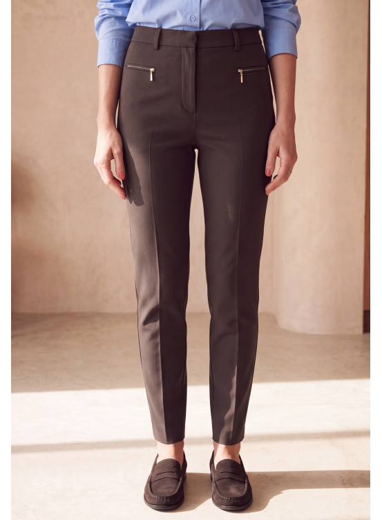 JEGGING ZIPPE 7/8EME - MISSIA - BRUN - Un Jour Ailleurs