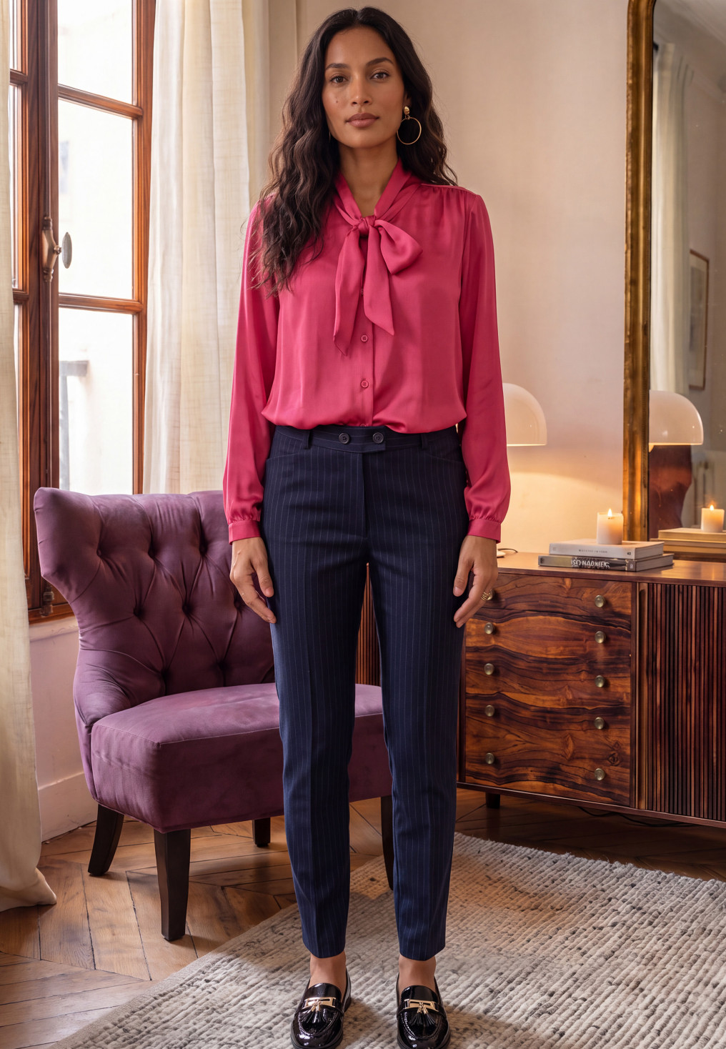 PANTALON TAILLEURS - MALASSI - MARINE - Un Jour Ailleurs