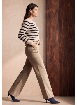 PANTALON LARGE - MARCIALOU - ARGILE - Un Jour Ailleurs