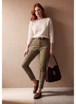 PANTALON VELOURS 7/8EME - MATTHEW - KAKI - Un Jour Ailleurs