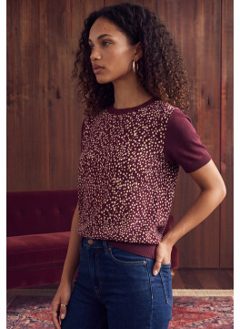 PULL MANCHES COURTES - MYRIADE - PRUNE