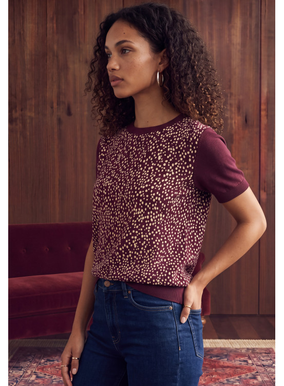 PULL MANCHES COURTES - MYRIADE - PRUNE