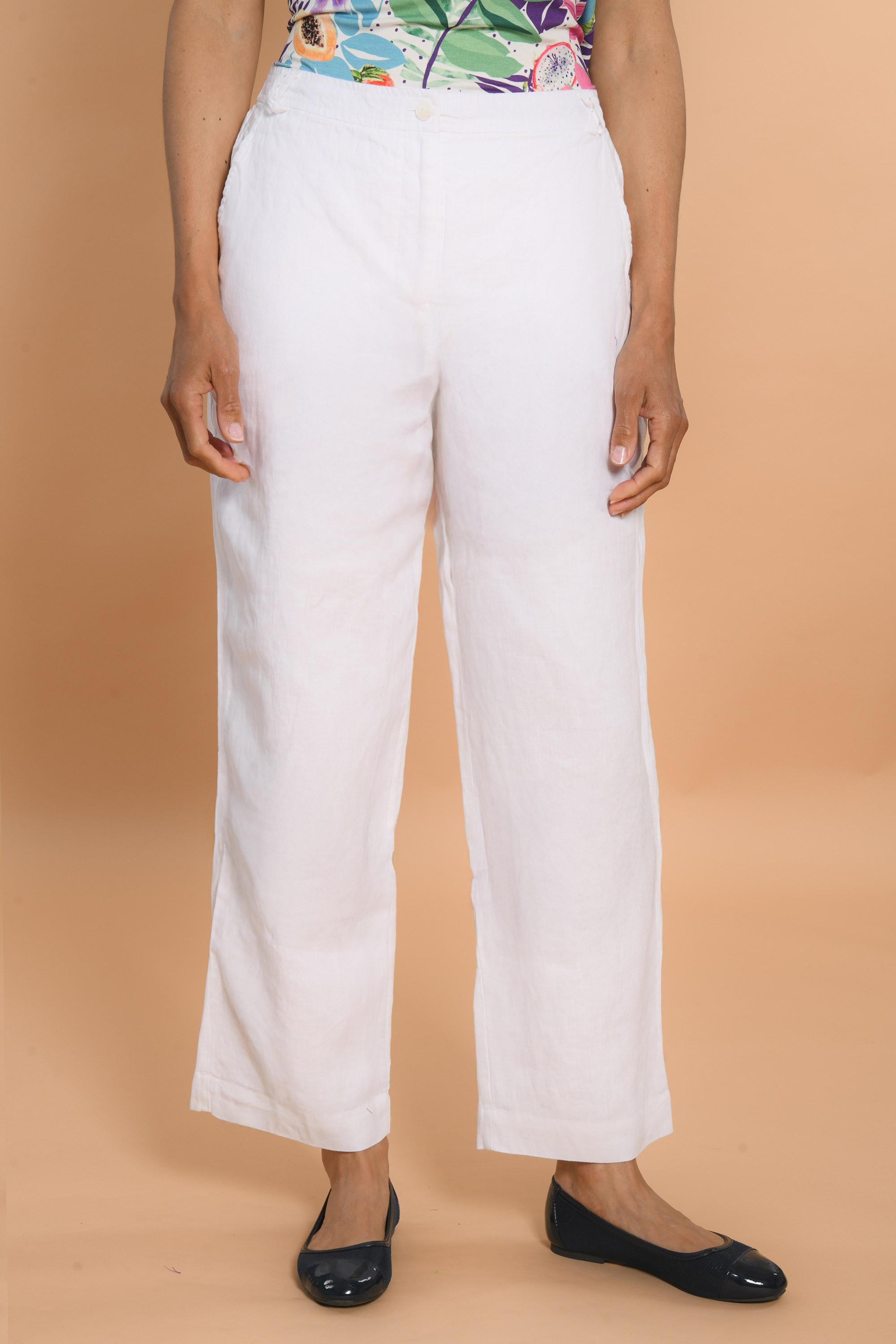 PANTALON 100% LIN - BLANC -...