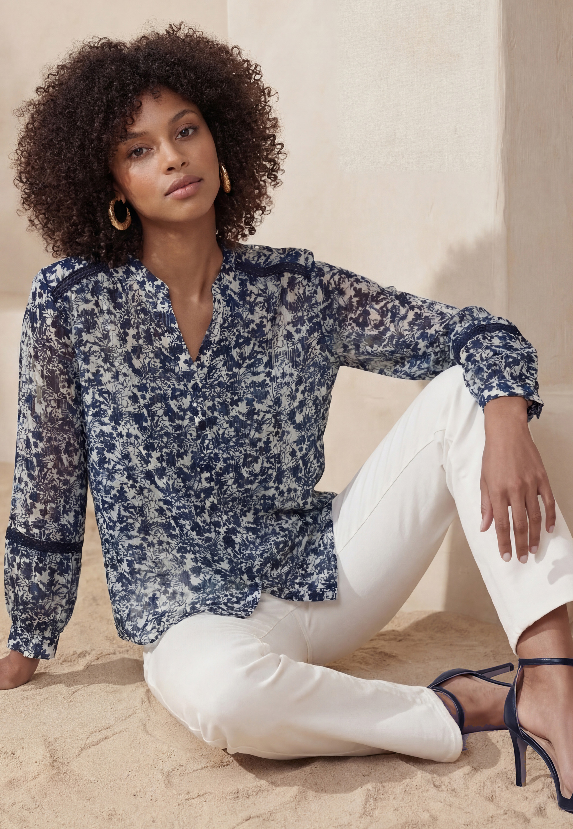 CHEMISE - LIZARA - MARINE