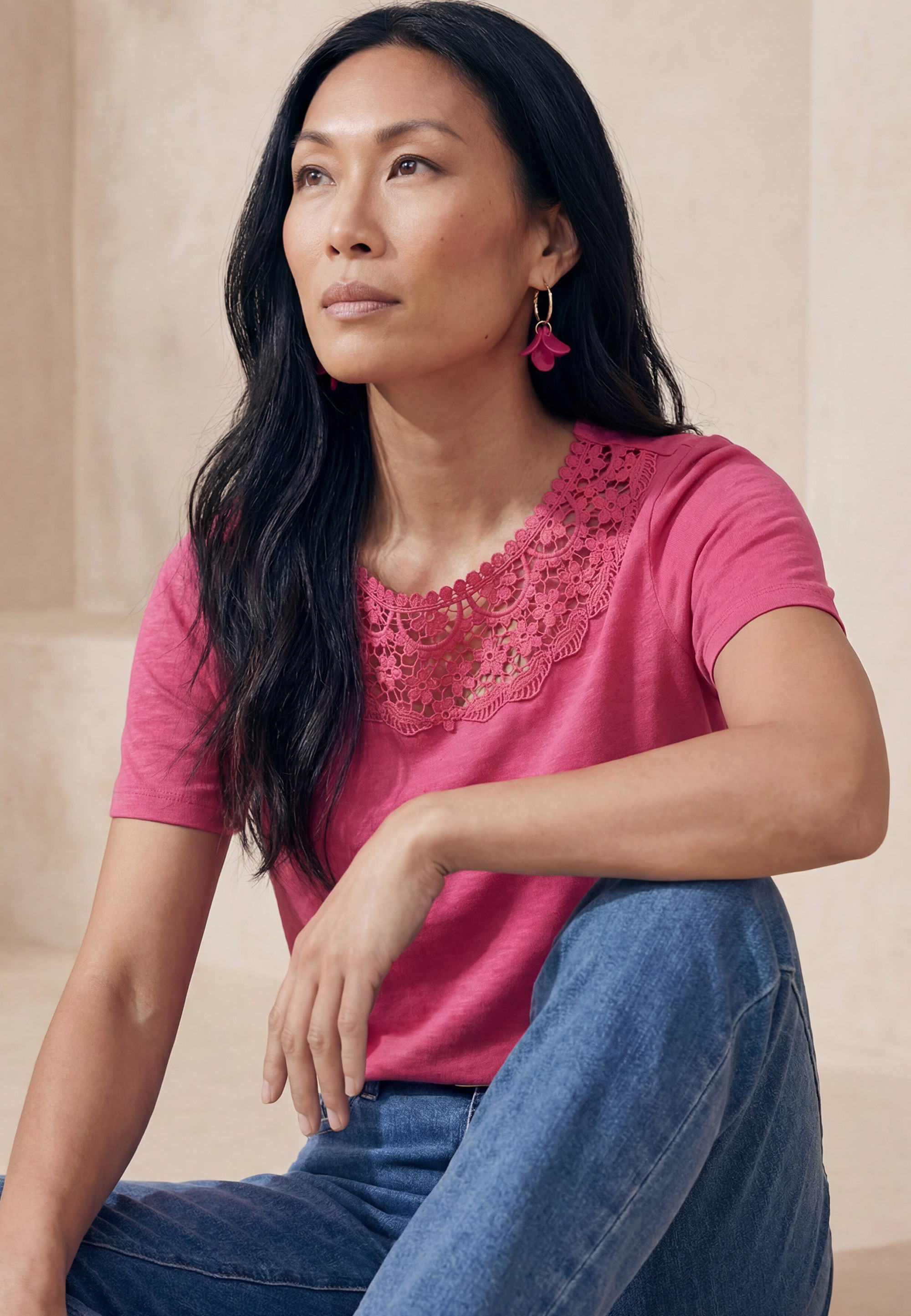 TEE-SHIRT - LACE - FRAISE